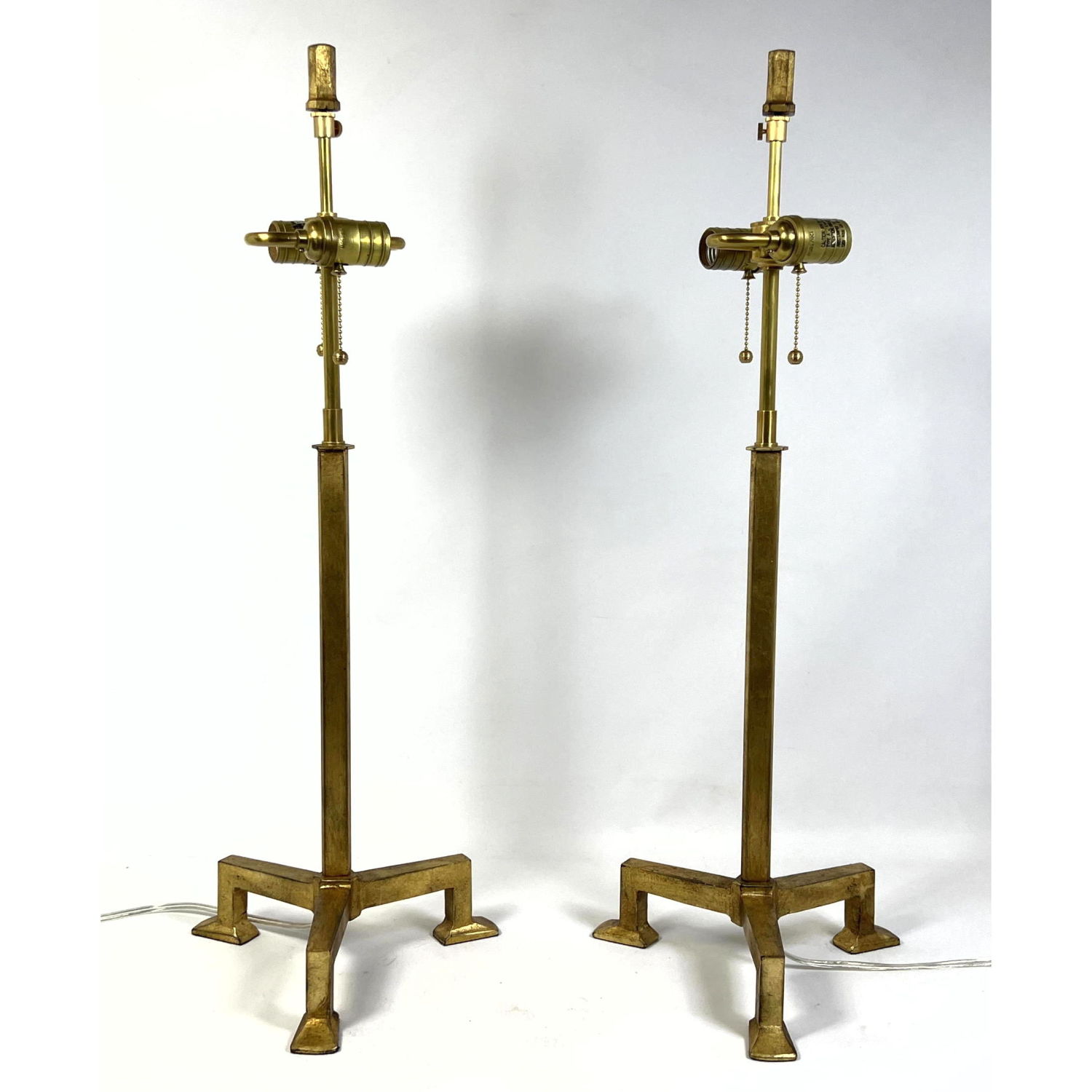 Appraisal: Pr VISUAL COMFORT Tall Brass Table Lamps Clean Modernist Form