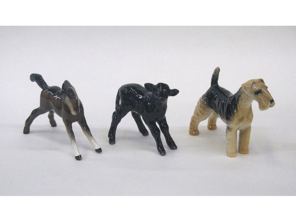 Appraisal: Three Beswick figures to include Aberdeen Angus Calf model a