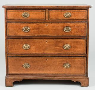 Appraisal: Inlaid Oak Chest of Drawers th c th century oak