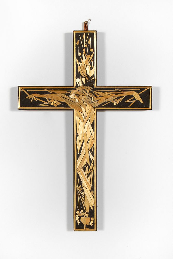 Appraisal: Eliseo Rodriguez Straw Applique Cristo Crucificado Eliseo Rodriguez - Straw