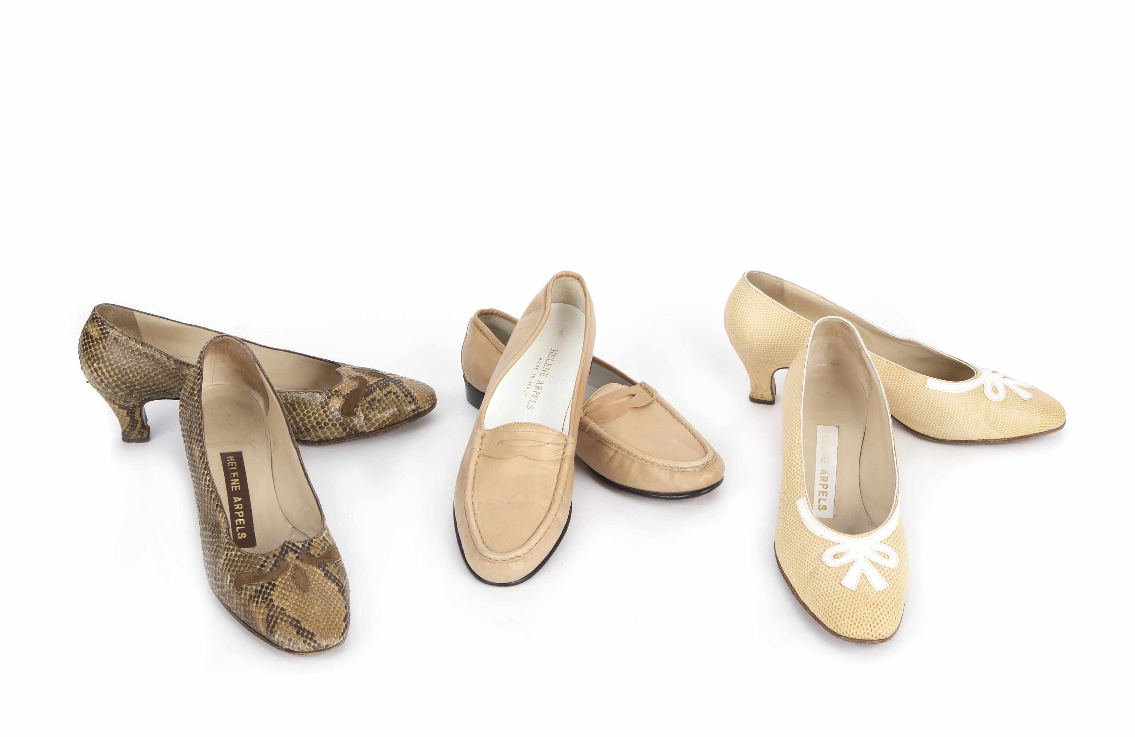 Appraisal: A group of Helene Arpels shoes Comprising a tan leather