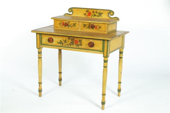 Appraisal: DECORATED DRESSING TABLE American th century Pine with original yellow