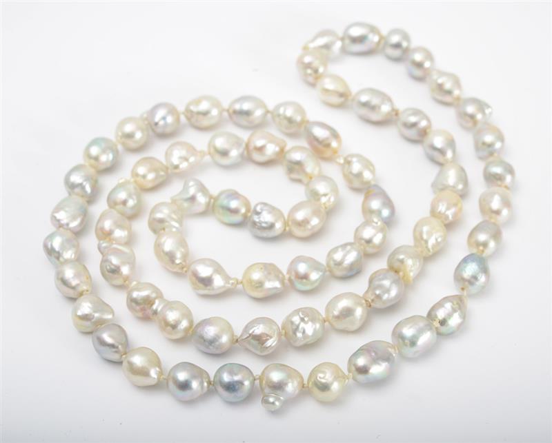 Appraisal: BAROQUE PEARL NECKLACE Composed of numerous baroque pearls in Collection