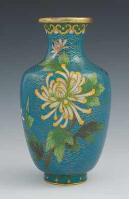 Appraisal: A Blue Cloisonne Chrysanthemum Vase Very pretty vase with overall