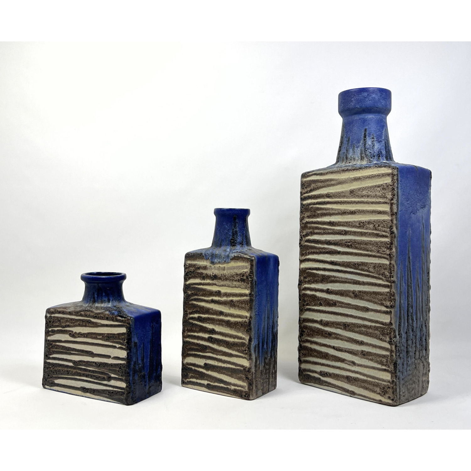 Appraisal: Set Graduated Size Studio Pottery Vases W Germany Rich cobalt