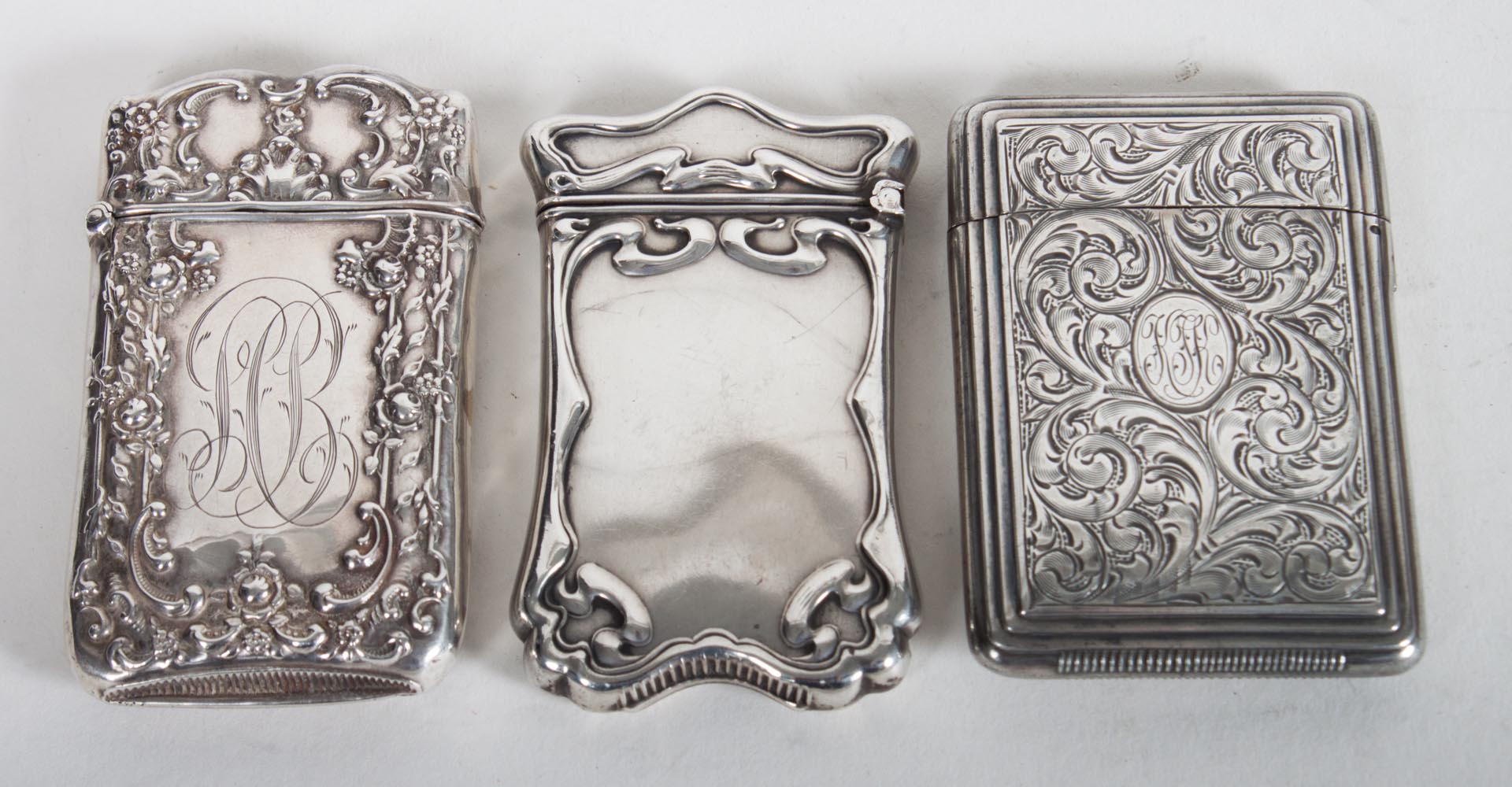 Appraisal: Three American sterling silver match safes two by La Pierre