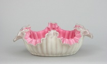 Appraisal: Victorian Glass Bowl American circa early mid th Century Ruffled