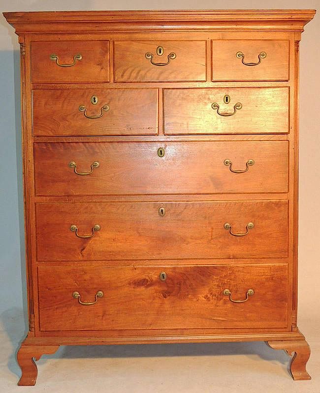 Appraisal: Pennsylvania Chippendale Tall Chest of Drawers Walnut case with three-over-two-over-three