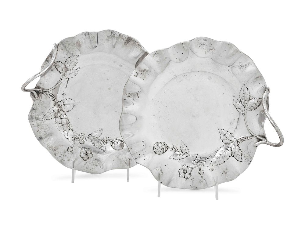 Appraisal: A Pair of Austrian Silver Sweetmeat Dishes A Pair of