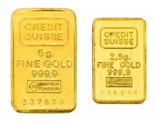 Appraisal: CREDIT SUISSE GOLD BARS GRAMS TOTAL lot of Credit Suisse