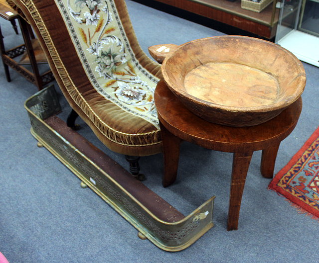 Appraisal: AN ANTIQUE HEAVY CARVED WOODEN BOWL together with a Victorian