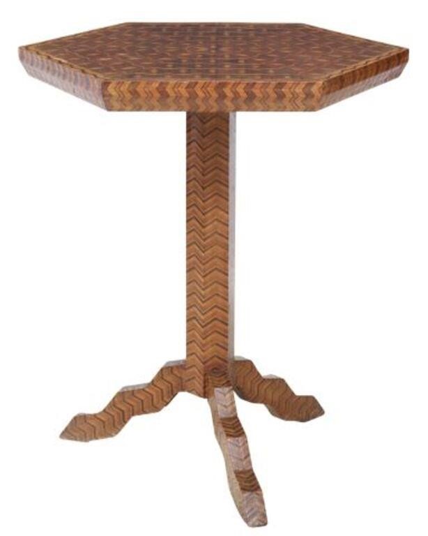 Appraisal: Italian inlaid occasional table th c hexagonal top with geometric