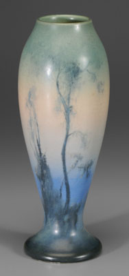 Appraisal: Rookwood ovoid scenic vase trees on multi-colored ground marks for