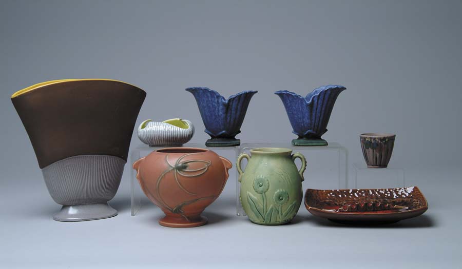 Appraisal: FIFTEEN PIECES OF ART POTTERY Included are four pieces of