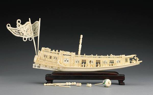 Appraisal: A pieced ivory model of a pleasure boat th Century