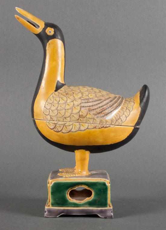 Appraisal: Chinese enamelled porcelain goose-form censer in H Estimate - Lower