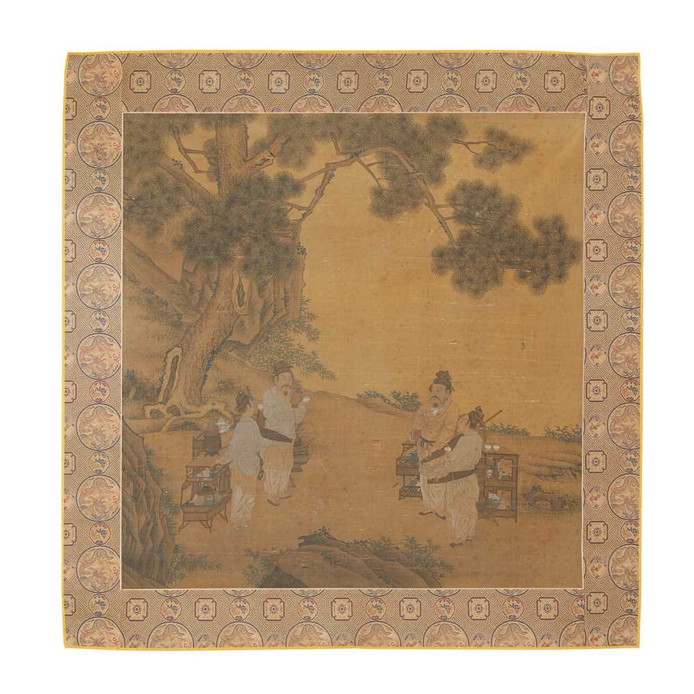 Appraisal: INK PAINTING WITH FIGURES MING STYLE ink and colour on