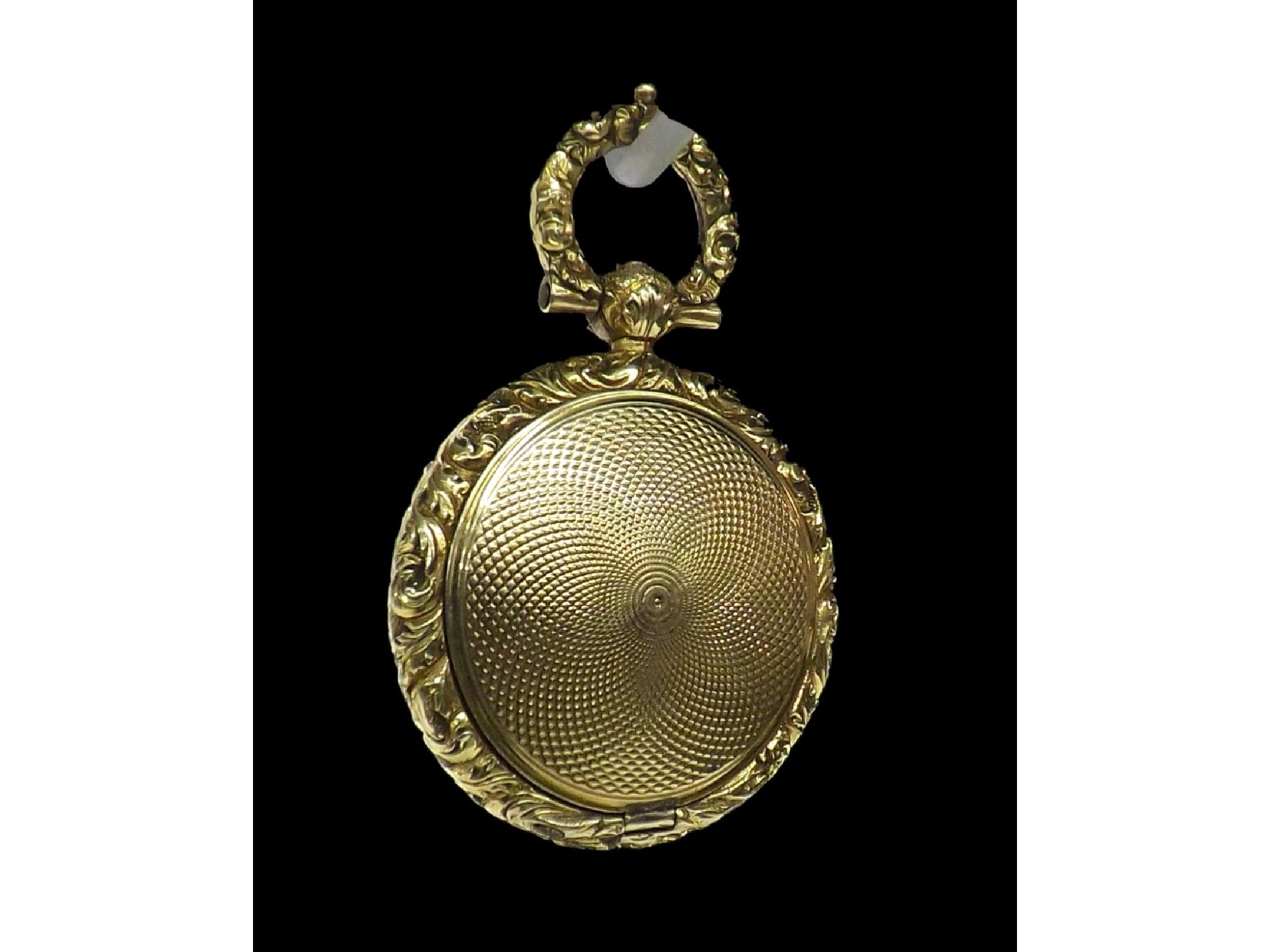 Appraisal: th century gold circular engine turned locket pendant with an