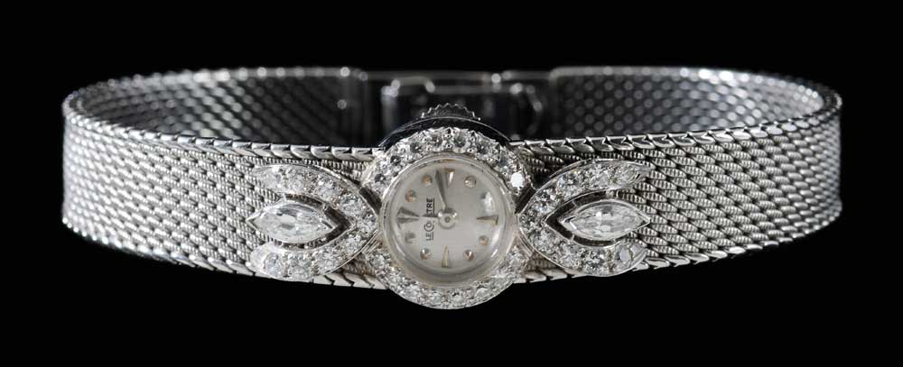 Appraisal: Platinum and Diamond Wrist Watch bezel and band accented with