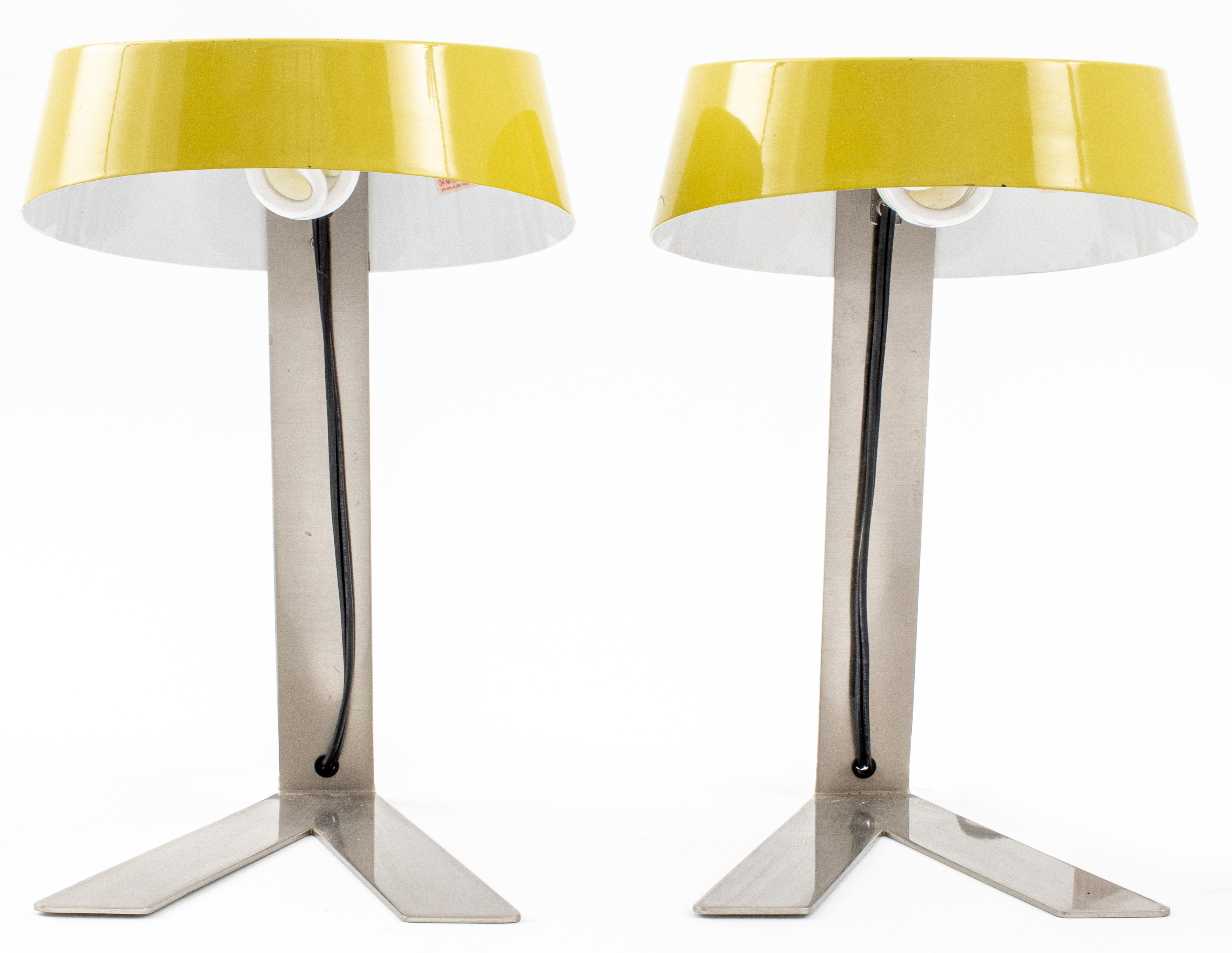 Appraisal: PAIR OF MODERN CONTEMPORARY YELLOW STEEL LAMPS Pair of modern