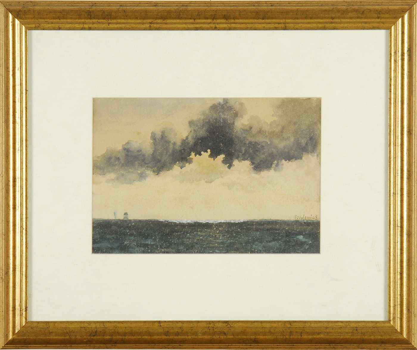 Appraisal: LOUIS MICHEL EILSHEMIUSAmerican - Cloudy seascape with distant ship Signed