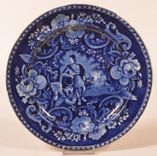 Appraisal: Staffordshire China Peace Plenty Plate Historical Staffordshire Blue Transfer China