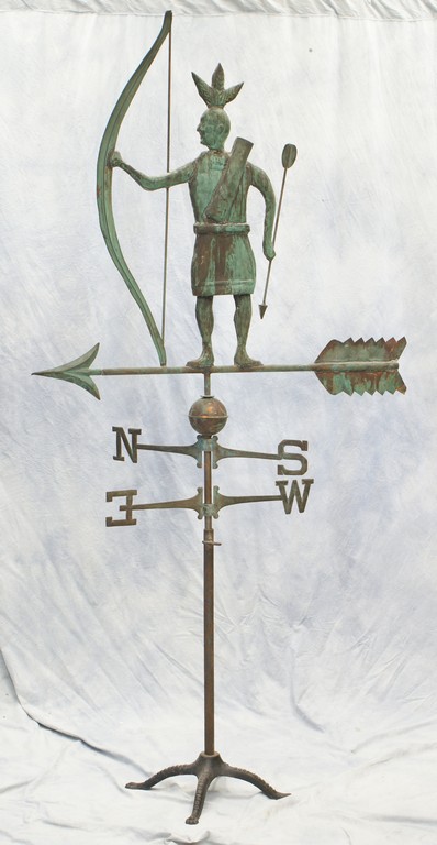 Appraisal: Patinated hollow body copper Native American with Bow Arrow weathervane