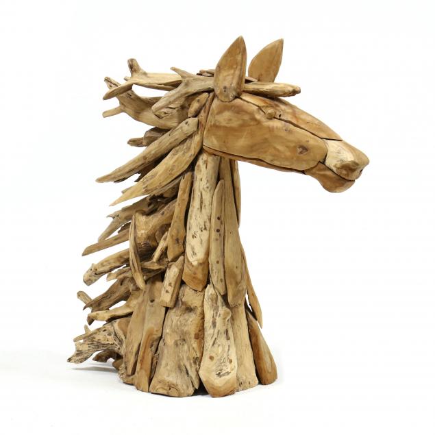 Appraisal: LIFE-SIZE DRIFT WOOD BUST OF A HORSE Late th century