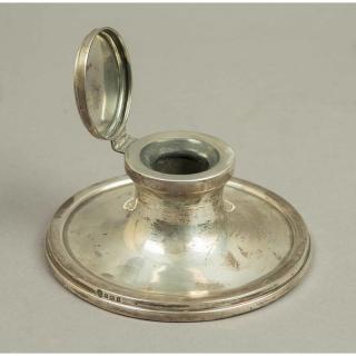 Appraisal: English Weighted Silver Inkwell English weighted silver inkwell with flared