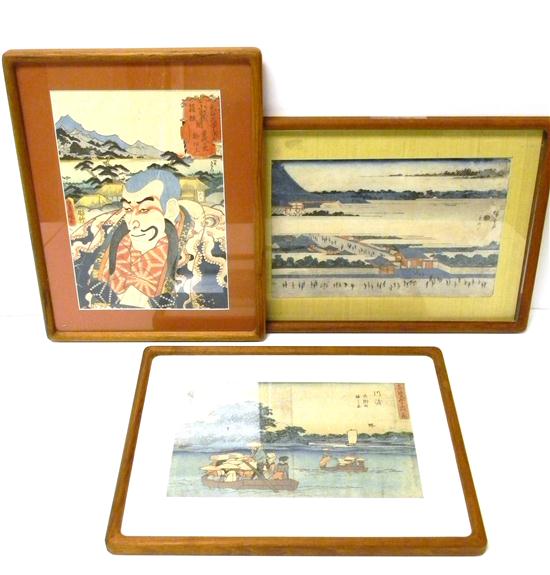 Appraisal: Three Japanese woodblock prints Edo period including two landscapes by