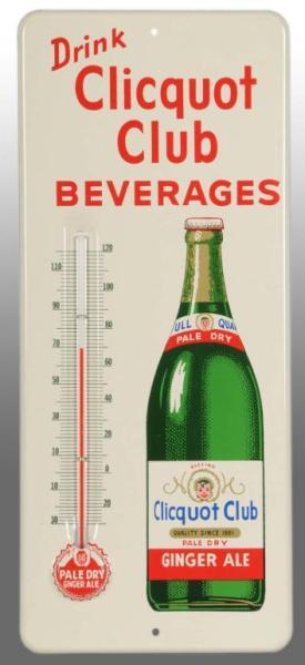 Appraisal: Embossed Tin Clicquot Club Ginger Ale Thermometer Description Embossed bottle