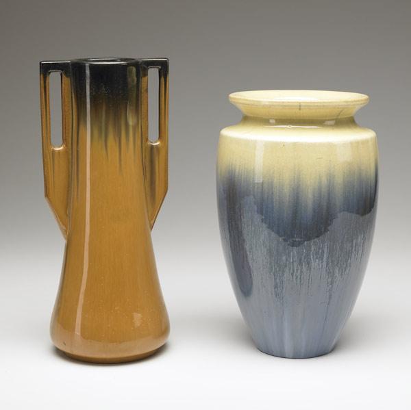 Appraisal: FULPER Two vases in flambe glazes incuding in tall Vasekraft