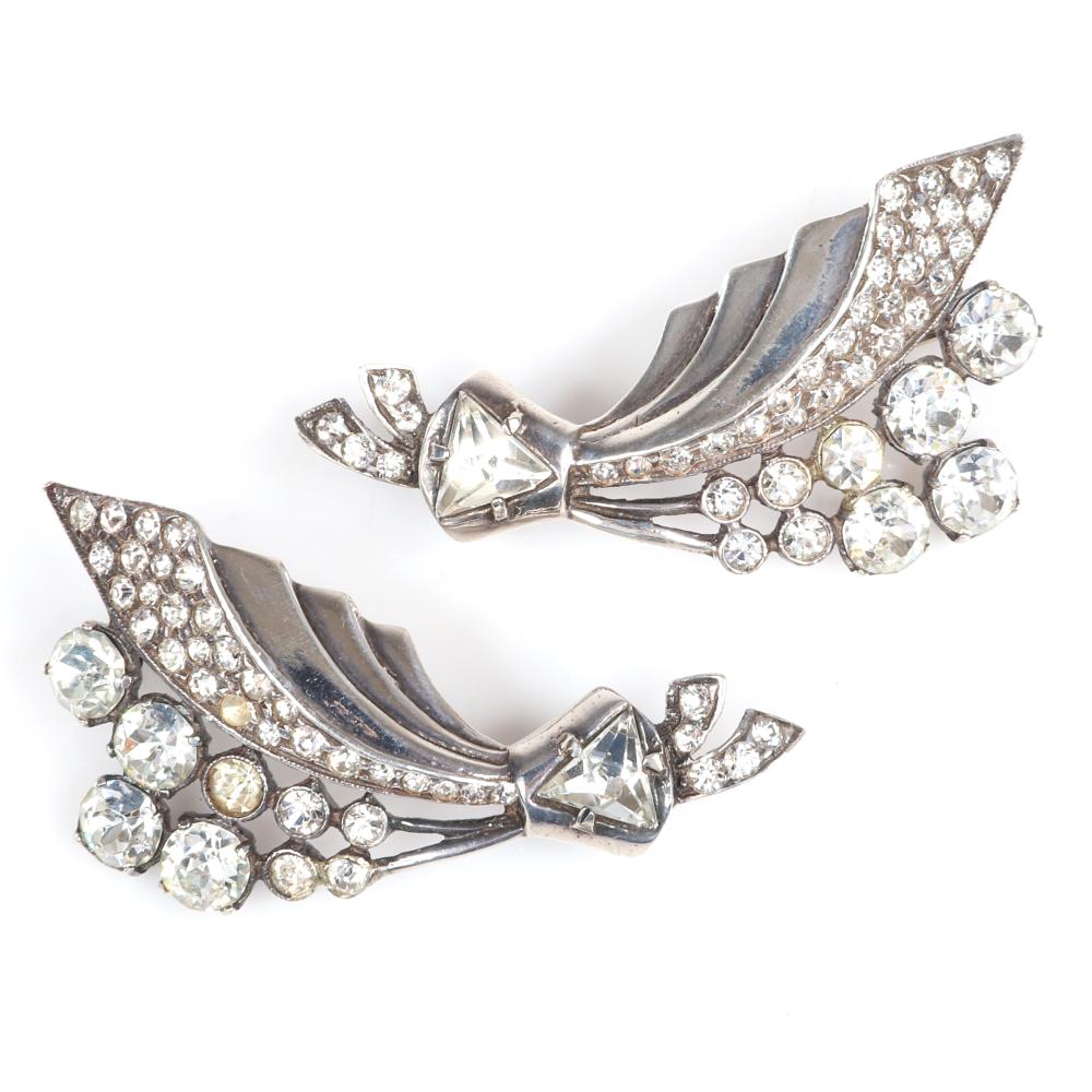 Appraisal: EISENBERG ORIGINAL PAIR OF STERLING FLOWER SPRAY BROOCHES WITH GRADUATED