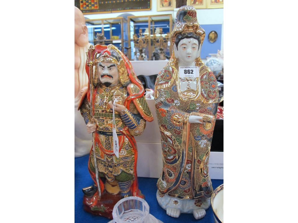 Appraisal: Two Satsuma figures of Guan Yin and a Samurai