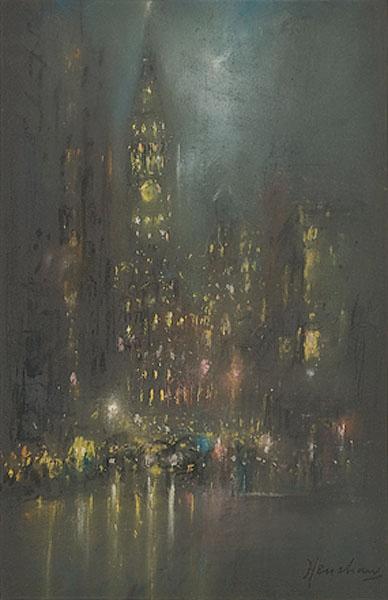 Appraisal: GLENN COOPER HENSHAW AMERICAN - New York City Night Scenepastel