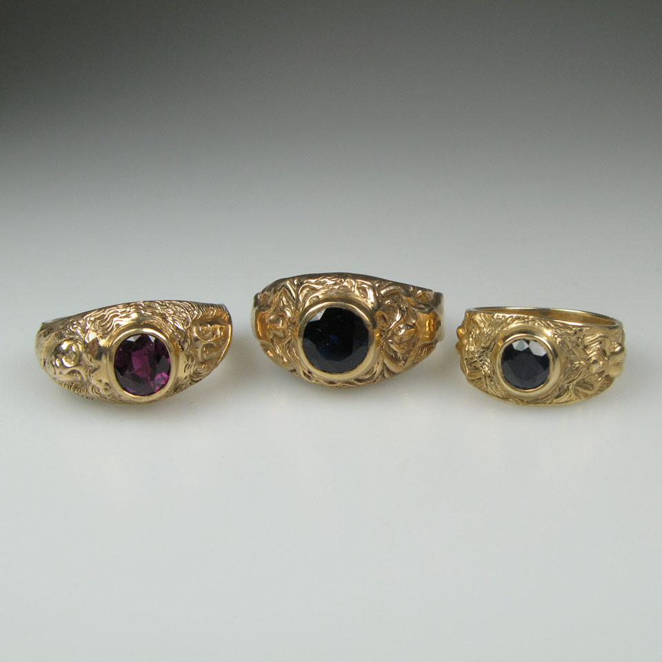 Appraisal: x k amp x k Yellow Gold Rings bezel set