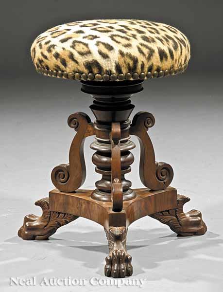 Appraisal: An American Classical Carved Mahogany Piano Stool early th c