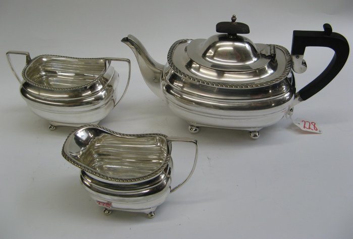 Appraisal: ENGLISH SHEFFIELD PLATE THREE PIECE TEA SET signed by the