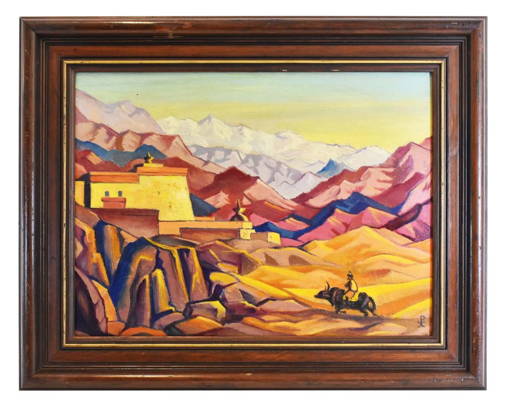 Appraisal: ATTRIBUTED TO NICHOLAS ROERICH RUSSIAN - PAINTINGMountainous Landscape Monogrammed l