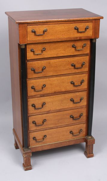 Appraisal: Late th-early th Century Biedermier dimunitive tall chest with ebonzied