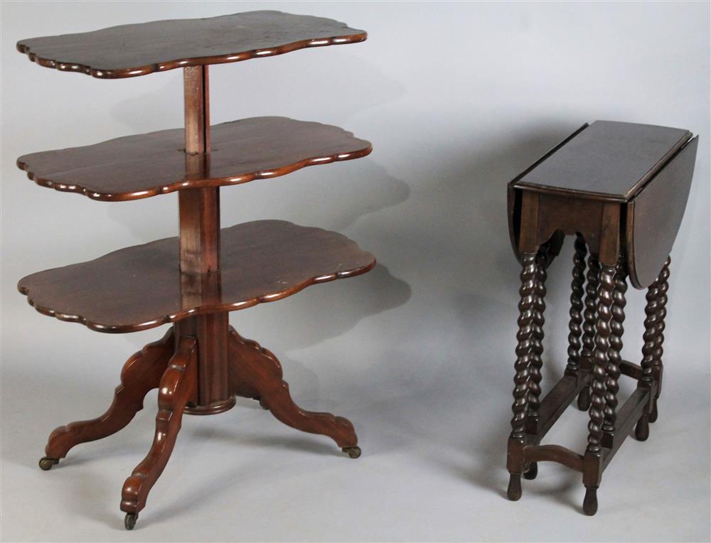 Appraisal: WILLIAM AND MARY STYLE DROP LEAF TABLE TOGETHER WITH A