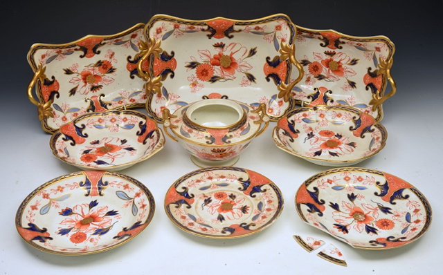 Appraisal: A SWANSEA PART DINNER SERVICE each piece painted floral bouquets