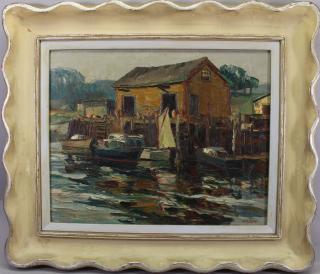 Appraisal: Ken Gore Ken Gore Massachusetts Illinois - Painting of docked