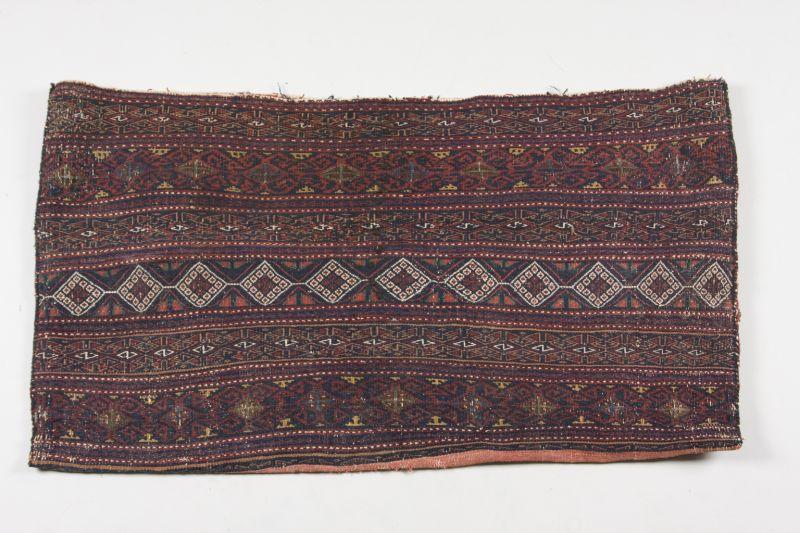 Appraisal: Antique Persian Luri-Afshar Flat Woven Tent Bag ca deep rust