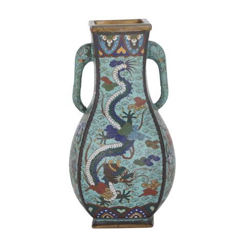 Appraisal: A Chinese Archaic Form Cloisonn Vase Early th Century Supported