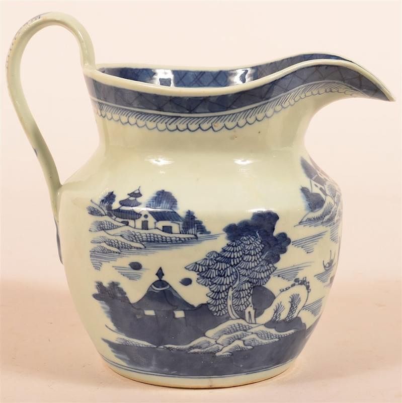 Appraisal: Canton Blue and White Oriental Pitcher th Century Canton Blue