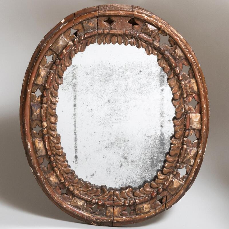 Appraisal: Small Italian Giltwood Oval Mirror x in Provenance John J