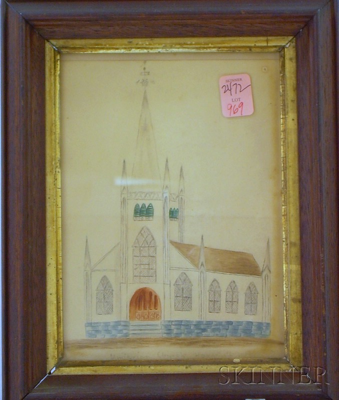 Appraisal: Framed th Century Pencil and Watercolor on Paper Depicting the