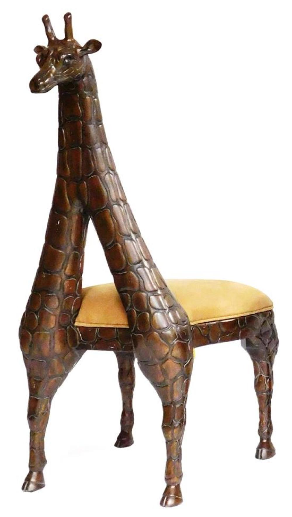 Appraisal: Giraffe Chair Maitland-Smith th C carved wood frame with walnut