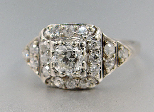 Appraisal: ART DECO PLATINUM OLD EUROPEAN CUT DIAMOND RING Platinum ring